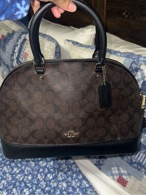 Coach Brown and Black Signature Dome Satchel